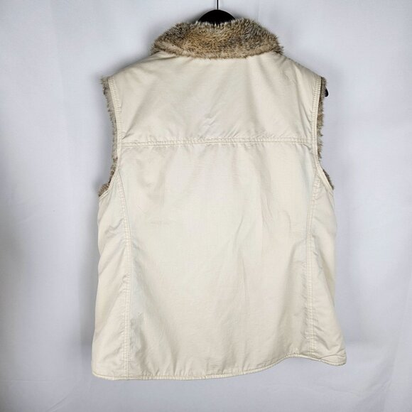 Vintage Gap Women's XL Vintage Reversible Zip Vest Faux Fur & Cotton Blend - Picture 4 of 11